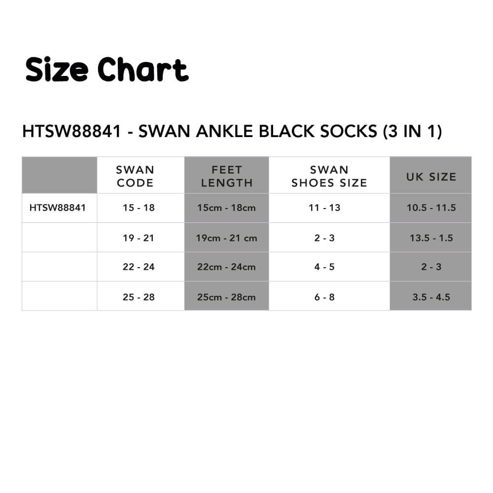 SWAN 3-IN-1 BLACK UNISEX ANKLE SOCKS