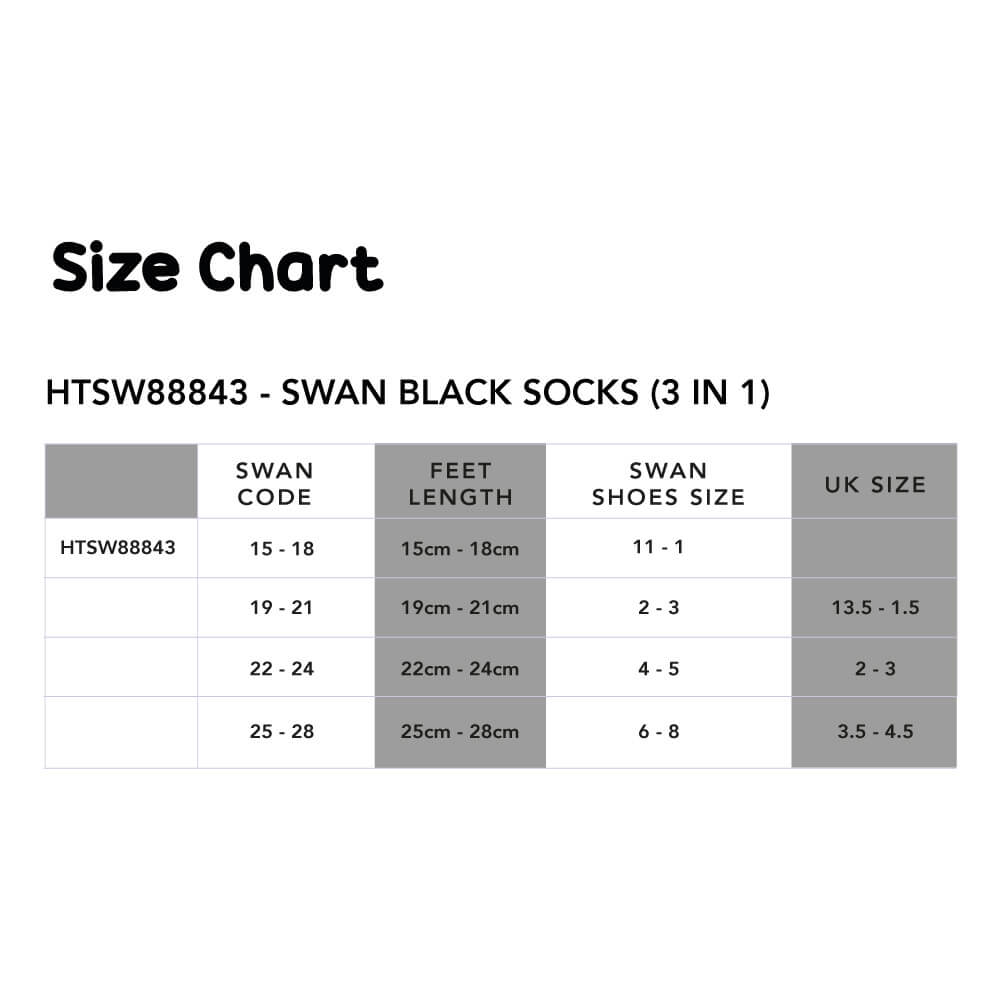 SWAN 3-IN-1 Black Unisex Socks