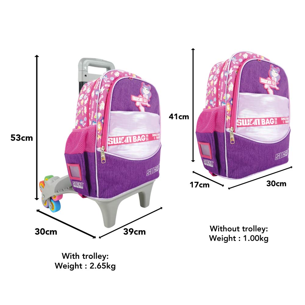 SWAN Smile Design 10Wheels Trolley School Bag (XL)