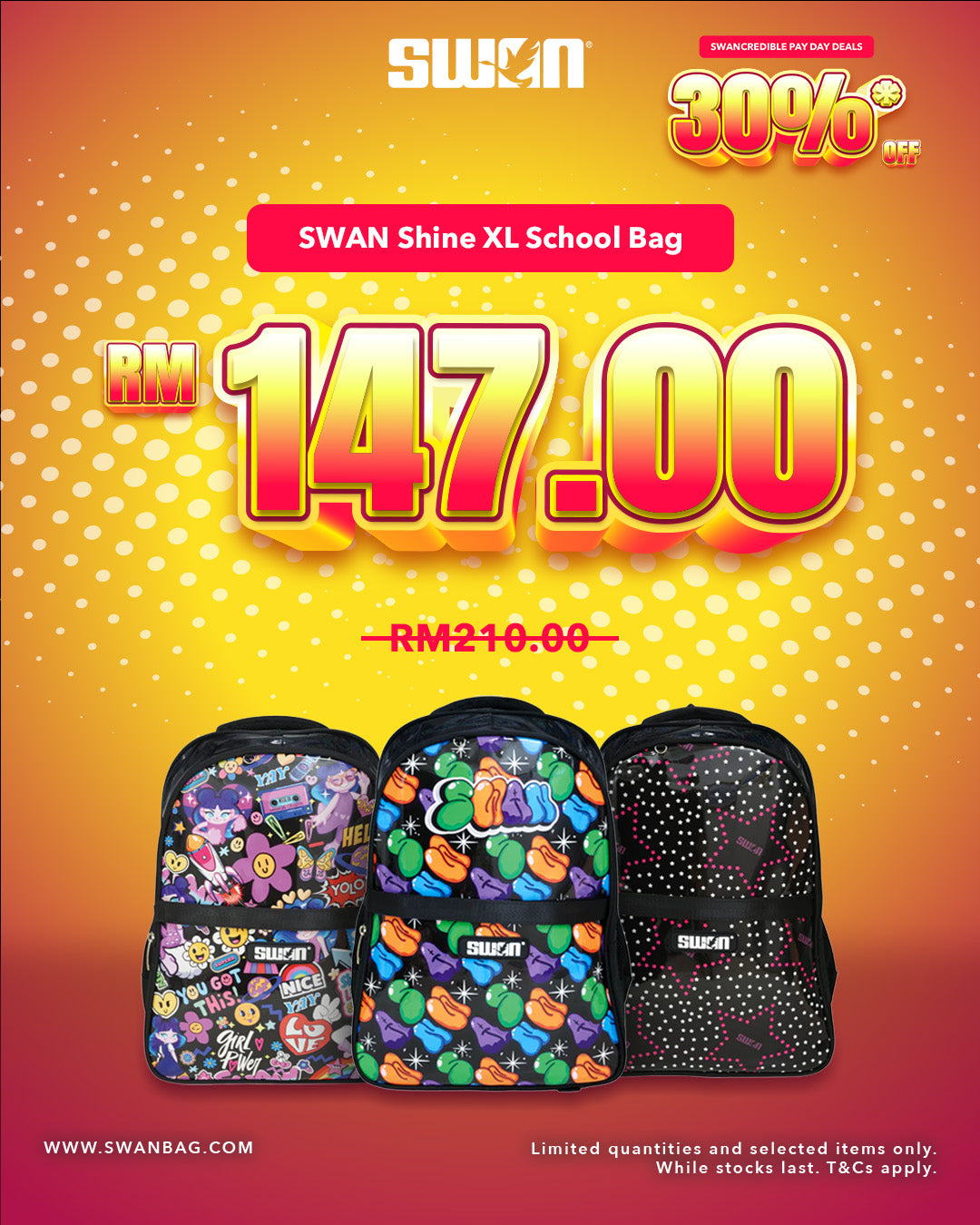Swan Shine XL School Bag