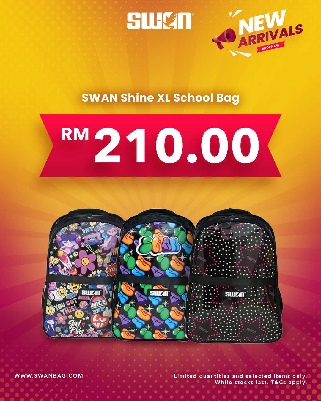 Swan Shine XL School Bag