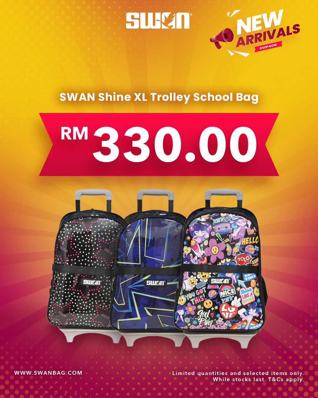 Swan Shine XL Trolley School Bag