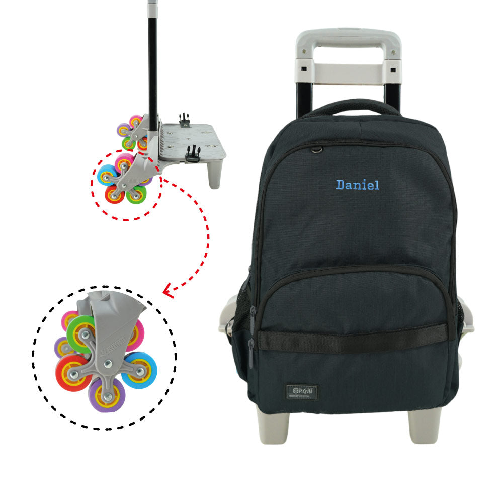 Swan Metal Design 3 Trolley Backpack (Heat stamp)