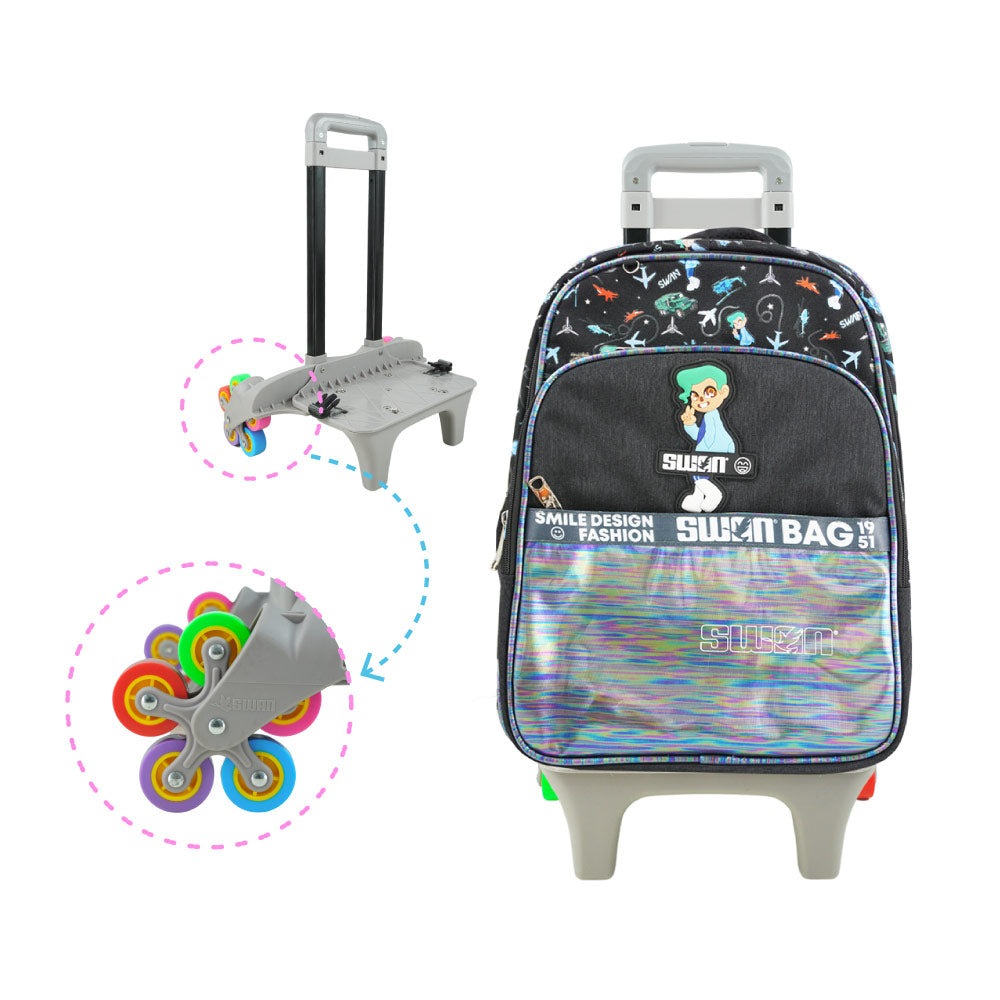 SWAN Smile Design 10Wheels Trolley School Bag (XXL)