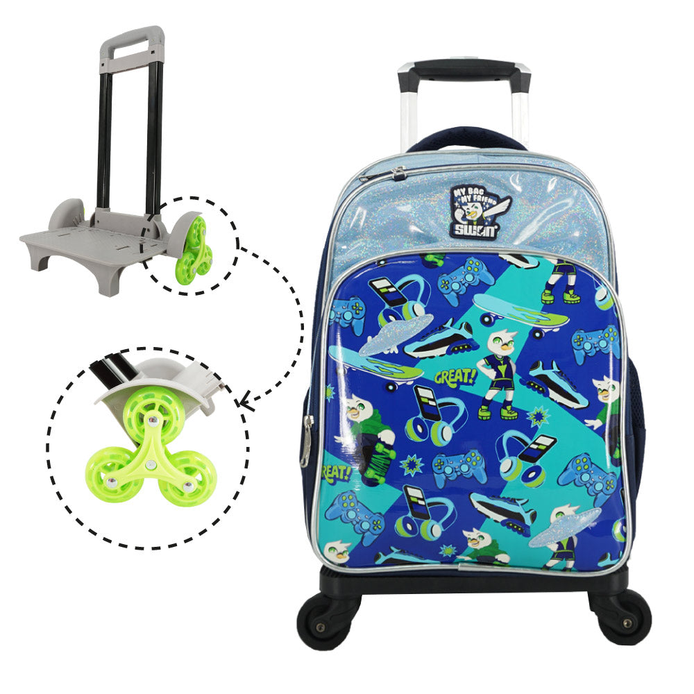 Swan Smile Doodle 2 Boy (XXL) Trolley School Bag