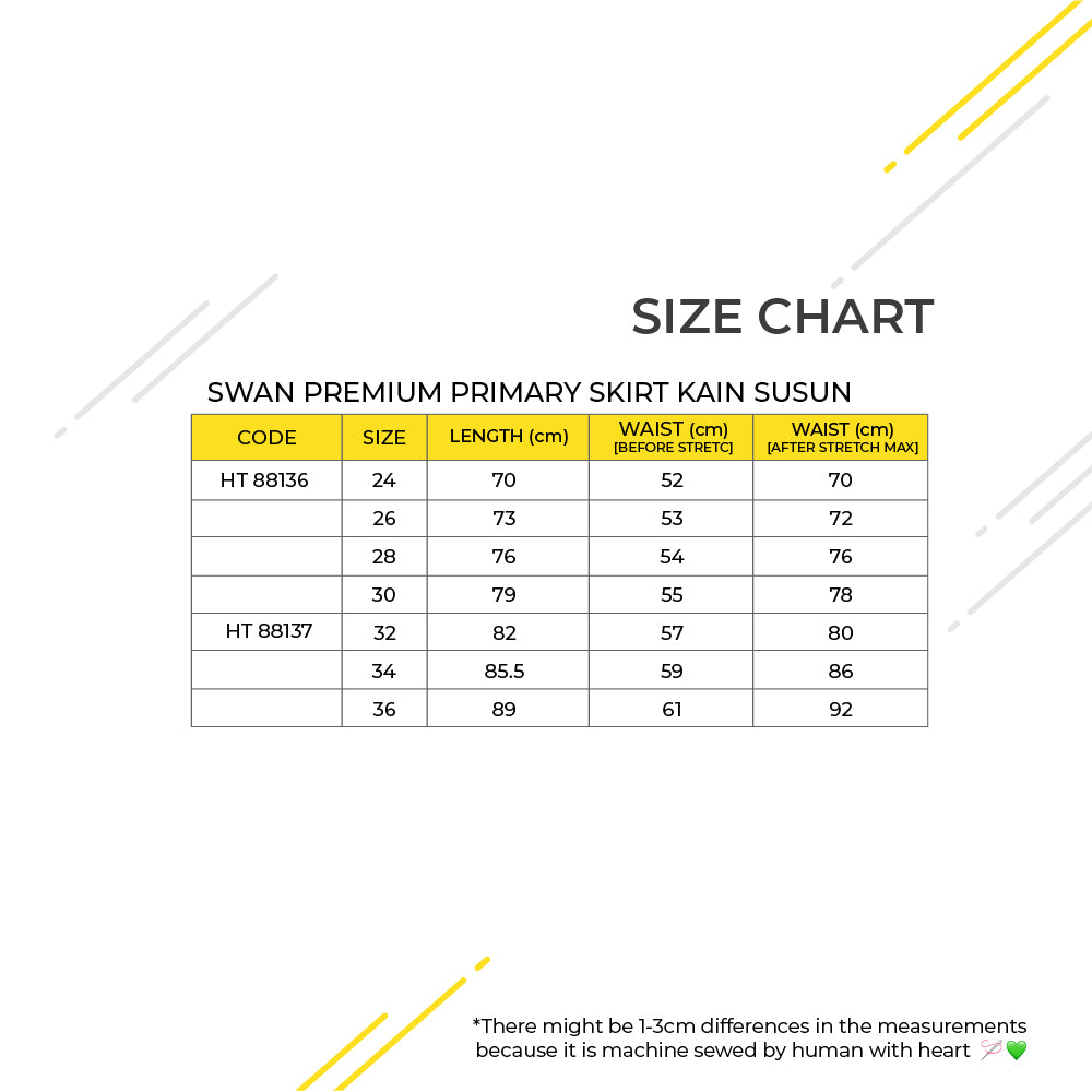 SWAN Premium Primary Skirt Kain Susun School Uniform