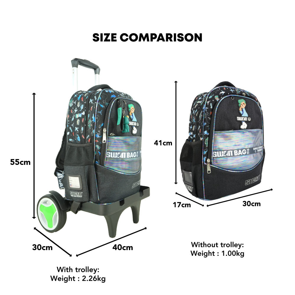 SWAN Smile Design 10Wheels Trolley School Bag (XL)