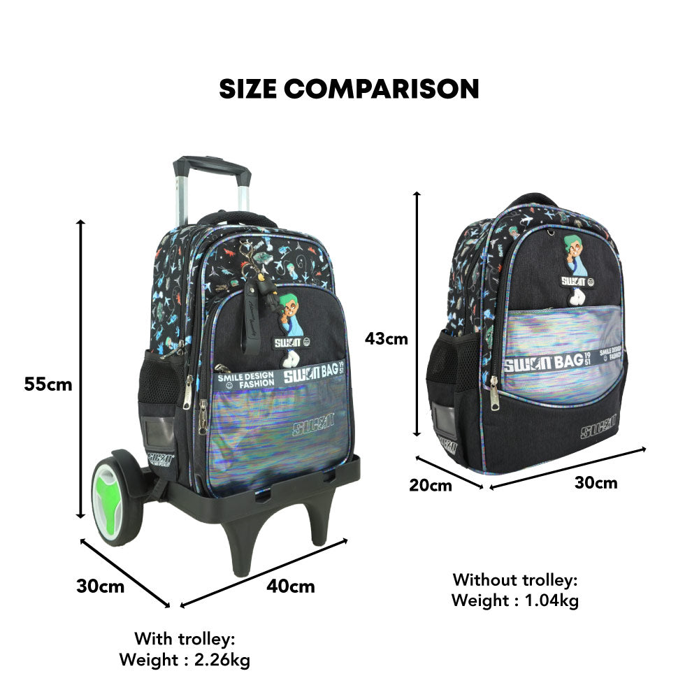 SWAN Smile Design 10Wheels Trolley School Bag (XXL)