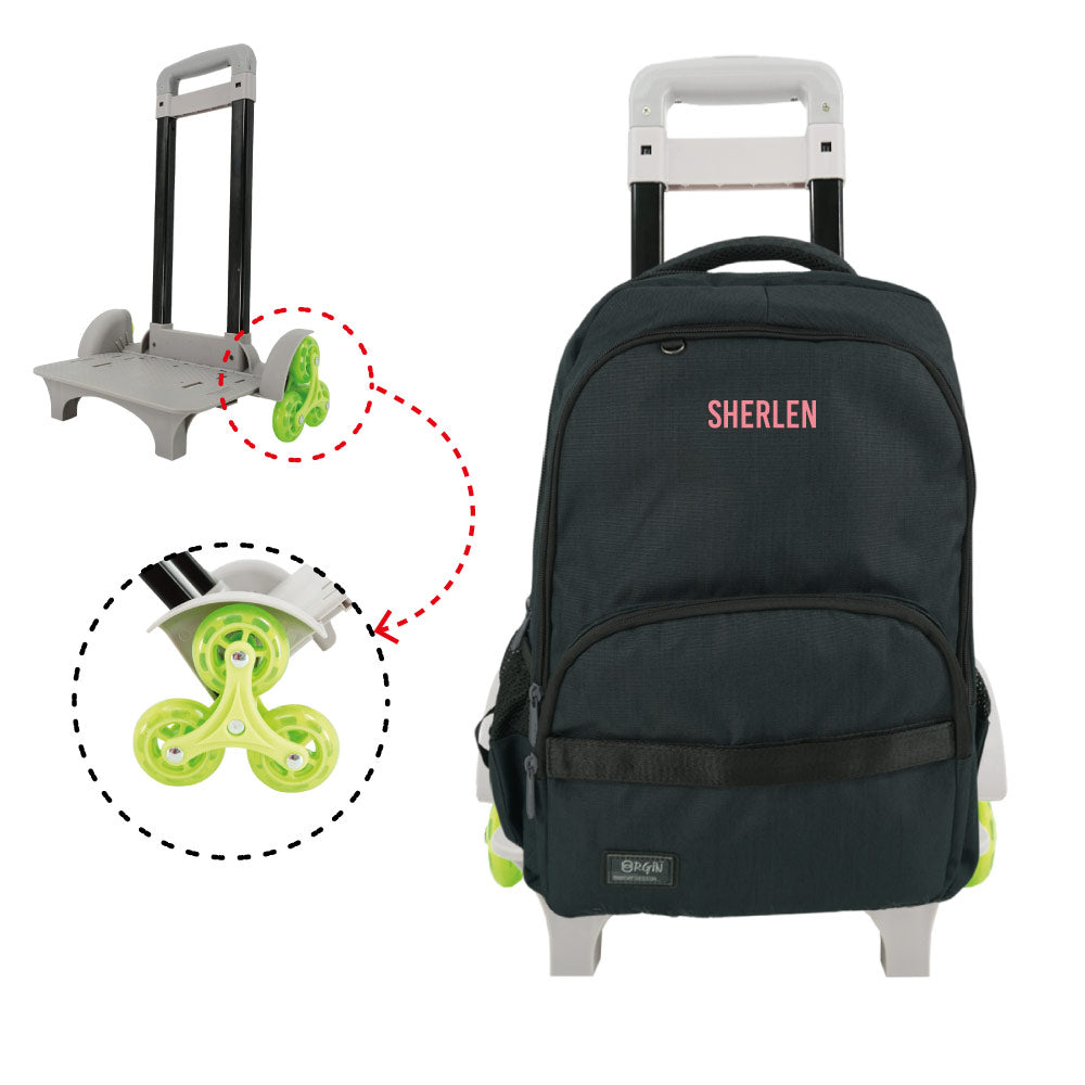 Swan Metal Design 3 Trolley Backpack (Heat stamp)