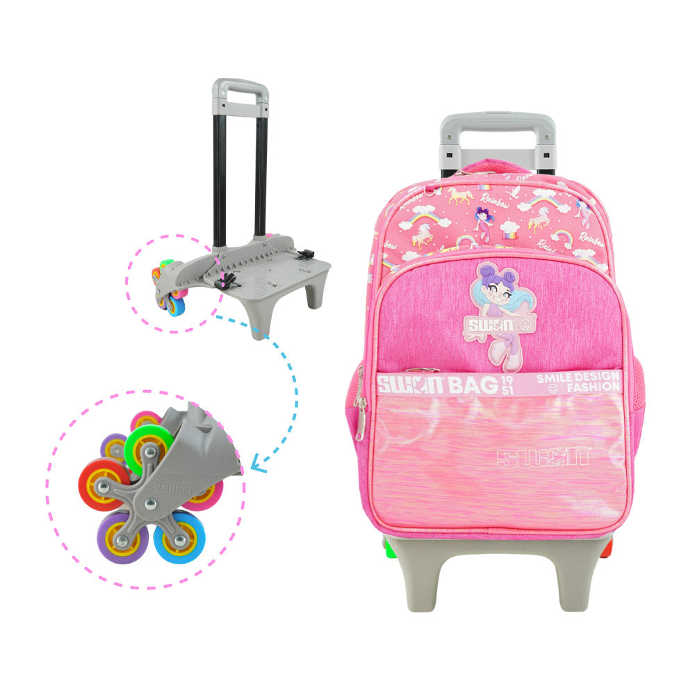 SWAN Smile Design 10Wheels Trolley School Bag (XXL)